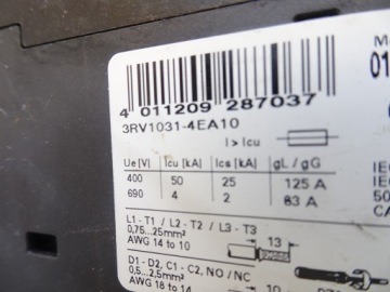SIEMENS 3RV1031-4EA10 ВЫКЛЮЧАТЕЛЬ ПЕРЕГРУЗКИ ДВИГАТЕЛЯ 15 КВТ 11 КВТ ДВИГАТЕЛЬ