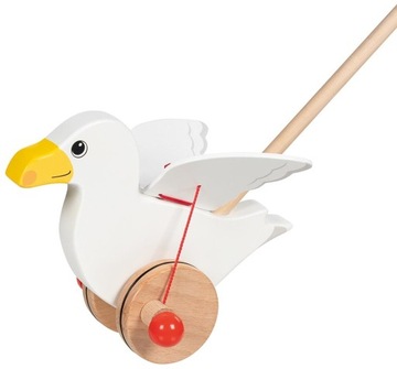 ИГРУШКИ ДЛЯ МАЛЕНЬКИХ ДЕТЕЙ ПУШЕР ЧАЙКА НА ПАЛОЧКЕ ДЕРЕВЯННАЯ ИГРУШКА