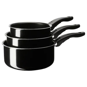 RONDEL ZESTAW GARNKI CZARNE ALUMINIUM TEFLON 3SZT.