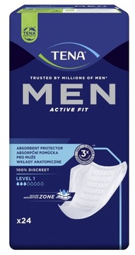 TENA MEN ACTIVE FIT LEVEL 1 Wkładki anatomiczne 24 sztuk