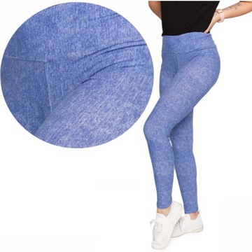 Legginsy Damskie Wysoki Stan Klasyczne a'la Jeansowe Elastyczne MORAJ S/M