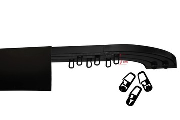 Рейка с крышкой Потолочный карниз 2-х направляющий ПВХ ЧЕРНЫЙ с крышкой 9 дуг 200