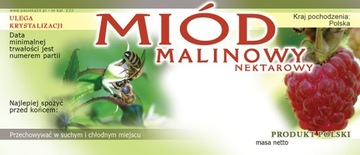 Paczka etykiet na miód malinowy 116x50