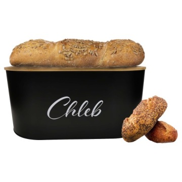 КОНТЕЙНЕР ДЛЯ ХЛЕБА С КРЫШКОЙ БАМБУКОВАЯ ДОСКА СТАЛЬ ЧЕРНАЯ WZ01