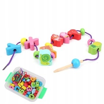 Детские шнуровки из бусин Деревянные игрушки