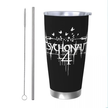 20 uncji Kubek termiczny Psychonauta 4 z izolacją z Logo ze słomkami Rock