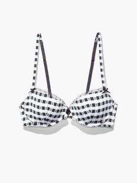 SAVAGEX BIUSTONOSZ PUSH UP W CZARNO BIAŁĄ KRATKĘ Z FISZBINAMI 40D 90D