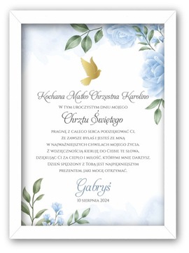 Podziękowanie dla Rodziców Chrzestnych w ramce CHRZEST + personalizacja