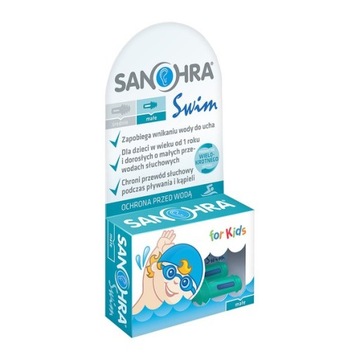 Sanohra Swim, zatyczki do uszu do kąpieli na basen dla dzieci małe 1 para