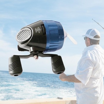 Рыболовная катушка с синей одинарной ручкой, кнопочный дизайн лески