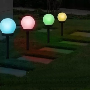 LAMPKI solarne LED LAMPY OGRODOWE lampka SOLARNA KULA DO ogrodu RGB 8x