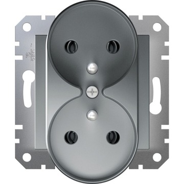 Schneider Electric Asfora Gniazdko 2x2P+PE system ramkowy stal