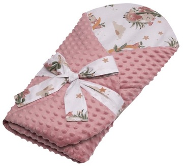 BECIK ROŻEK 75x75 USZTYWNIANY MINKY BAWEŁNA