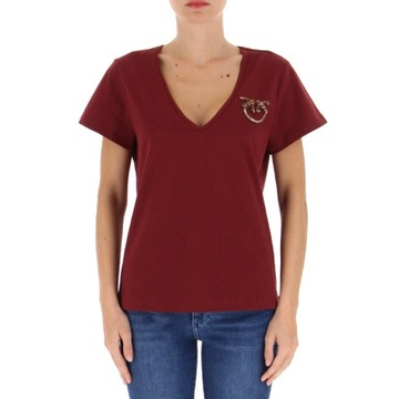 -10% PINKO T-SHIRT DAMSKI Z BIŻUTERYJNYM LOGO LOVE BIRDS M
