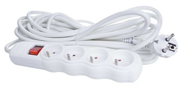 Przedłużacz domowy 4 gniazda 10 metrów wył. 3x1,0 10A obciążenie 2500W