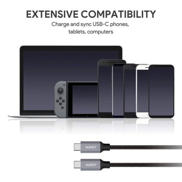 AUKEY CB-CD6 нейлоновый кабель USB C - USB C 2 м