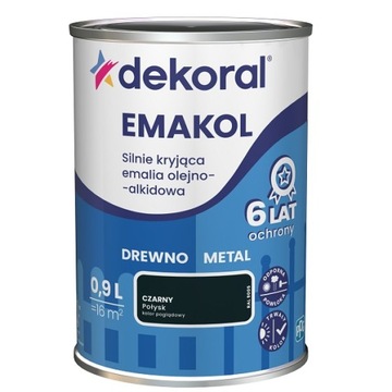 DEKORAL EMALIA SILNIE KRYJĄCA czarny połysk 0,9L