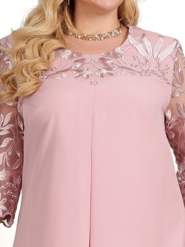Elegantné štýlové midi šaty s čipkovanými kvetinovými vzormi Plus Size