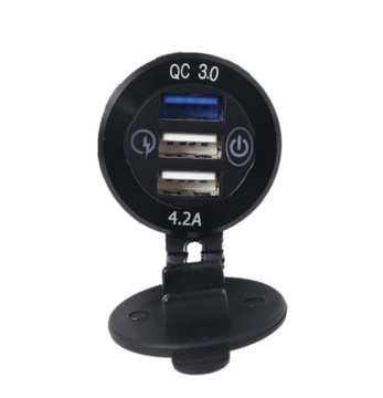 3.0 QC USB CAR CHARGER SOCKET 4.2A RED