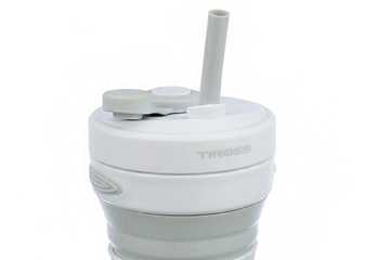 СИЛИКОНОВАЯ СКЛАДНАЯ КРУЖКА С СОЛОМОЧКОЙ ТИРОСС 450МЛ