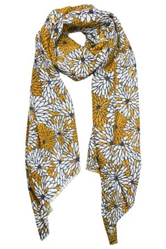 ШАРФ, РАСТИТЕЛЬНЫЙ МОТИВ, ГОРЧИЧНЫЕ БЕЛЫЕ ЦВЕТЫ