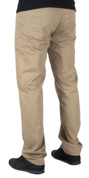 Spodnie męskie bawełna W:34 90 CM cienkie na lato beż klasyczne proste