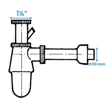 ОДИНАРНАЯ ЧАША Сифон для мойки 50 мм Слив для кухонной мойки ВЫХОД ДЛЯ СТИРАЛЬНОЙ МАШИНЫ