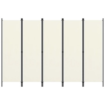 Parawan 5-panelowy, kremowy, 250 x 180 cm