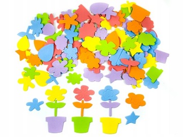 NAKLEJKI PIANKOWE kolorowe KWIATKI 120 szt. WIOSNA