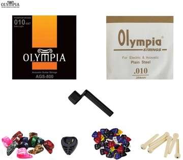 STRUNY DO GITARY AKUSTYCZNEJ + AKCESORIA + GRATIS