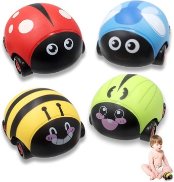 POJAZDY PUSH AND GO JUNXCJ BIEDRONAK STONKA DLA DZIECI OD 3 LAT 4PACK