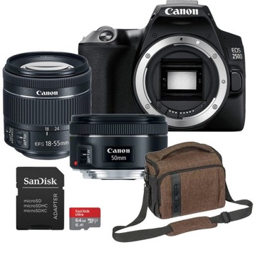 APARAT CANON 250D + 18-55 IS STM + 50MM 1.8 STM