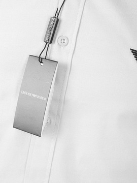 РУБАШКА EMPORIO ARMANI УЗКОГО КРОЯ, ГЛАДКАЯ, БЕЛАЯ