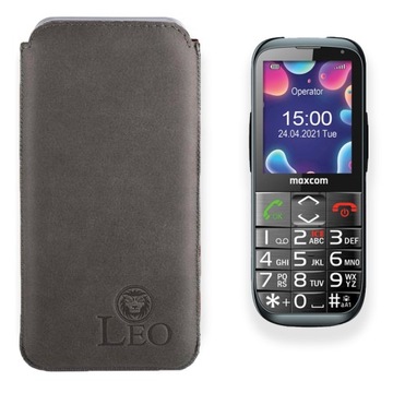 LEO ETUI CASE WSUWKA Z NATURALNEJ POLSKIEJ SKÓRY do MAXCOM MM724