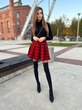 МИНИ-ЮБКА, В КЛЕТКУ, КРАСНАЯ, РАСКЛЕШЕННАЯ, С МЕСТАМИ, РОЖДЕСТВЕНСКИЙ ПОДАРОК ​​M