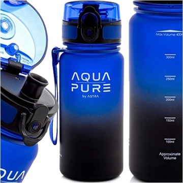 BIDON AQUA PURE ASTRA BUTELKA NA WODĘ 400ml TRITAN SZKOLNY NIEBIESKI CZARNY