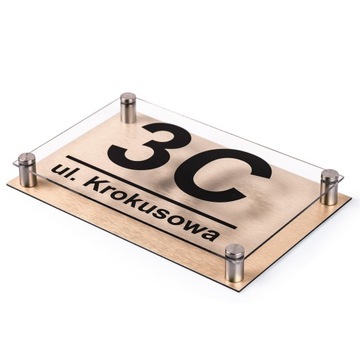 TABLICZKA ADRESOWA PLEKSA ALUMINIUM+DYSTANSE KOŁKI