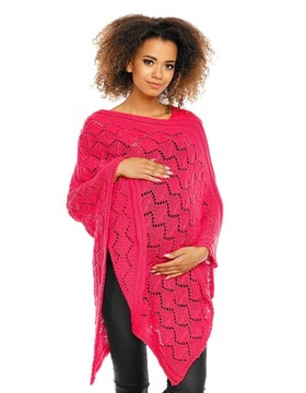 Eleganckie ażurowe poncho oversize sweter długi