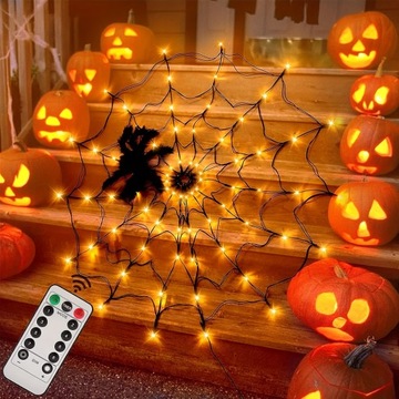 80 LED lampki dekoracji Halloween z lampami w kształcie sieci pająka