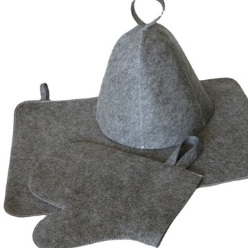 Czapka do Sauny Filcowa + Rękawice + Mata ZESTAW