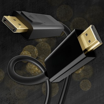 КАБЕЛЬ ДИСПЛЕЯ НА HDMI 1,8 м, ЧЕРНЫЙ КАБЕЛЬ 4K, АДАПТЕР, ЗОЛОТЫЕ НАКОНЕЧНИКИ