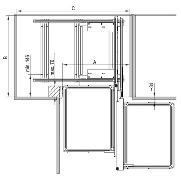 Корзина угловая Magic Corner REJS MAXIMA CLASSIC 1200 бесшумное закрывание хром правая