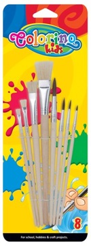 PĘDZELKI SZKOLNE pędzle do farb i kleju z naturalnego włosia COLORINO 8 szt