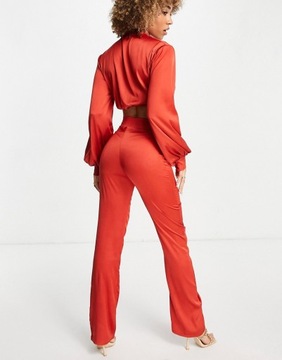 Femme Luxe Czerwone satynowe spodnie M