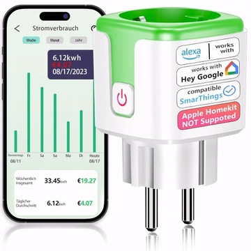 Inteligentne Gniazdko Smart Plug 16A WiFi Watomierz Programator Timer Home