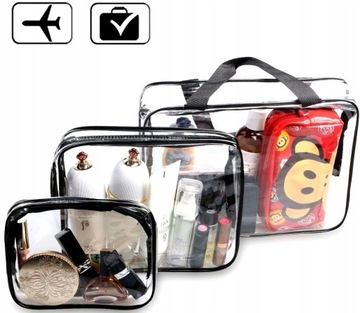 Набор 3в1 прозрачная, вместительная косметичка.
