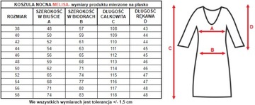 KOSZULA NOCNA 3942 MELISA, RĘKAW 3-4 54 BURGUND