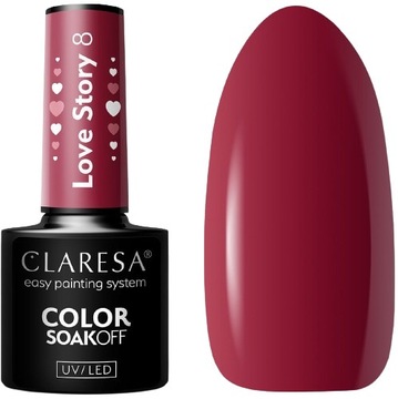 LAKIER HYBRYDOWY LOVE STORY 8 -5g CLARESA Głęboka czerwień