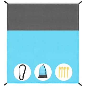 ОДЕЯЛО ДЛЯ ПИКНИКА ПЛЯЖНЫЙ КОВРИК ДЛЯ КЕМПИНГА ВОДОНЕПРОНИЦАЕМЫЙ + КРАБИН СЕЛЕДКА 210х200