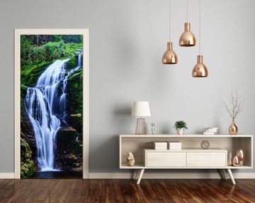 ВОДОПАД В ЛЕСУ наклейка на дверь фото обои